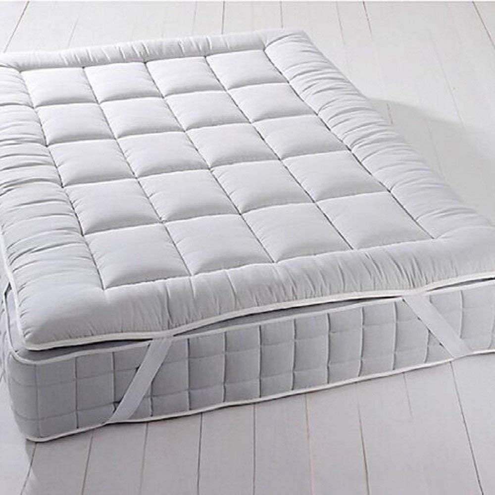 Royal Hotel Bedding Plush Mattress Topper, Split King, Consist of 2 Twin XL Toppers for Adjustable King Bed, 2 Inches Hypoallergenic Overfilled Down Alternative Anchor Bands Mattress Topper