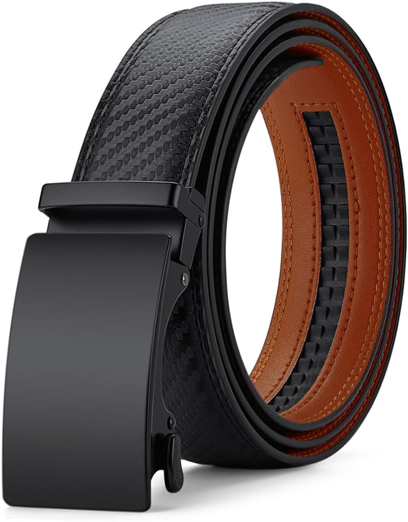 Automatic Ratchet Belt for Men - Genuine Leather Dress & Casual Use, Adjustable Buckle