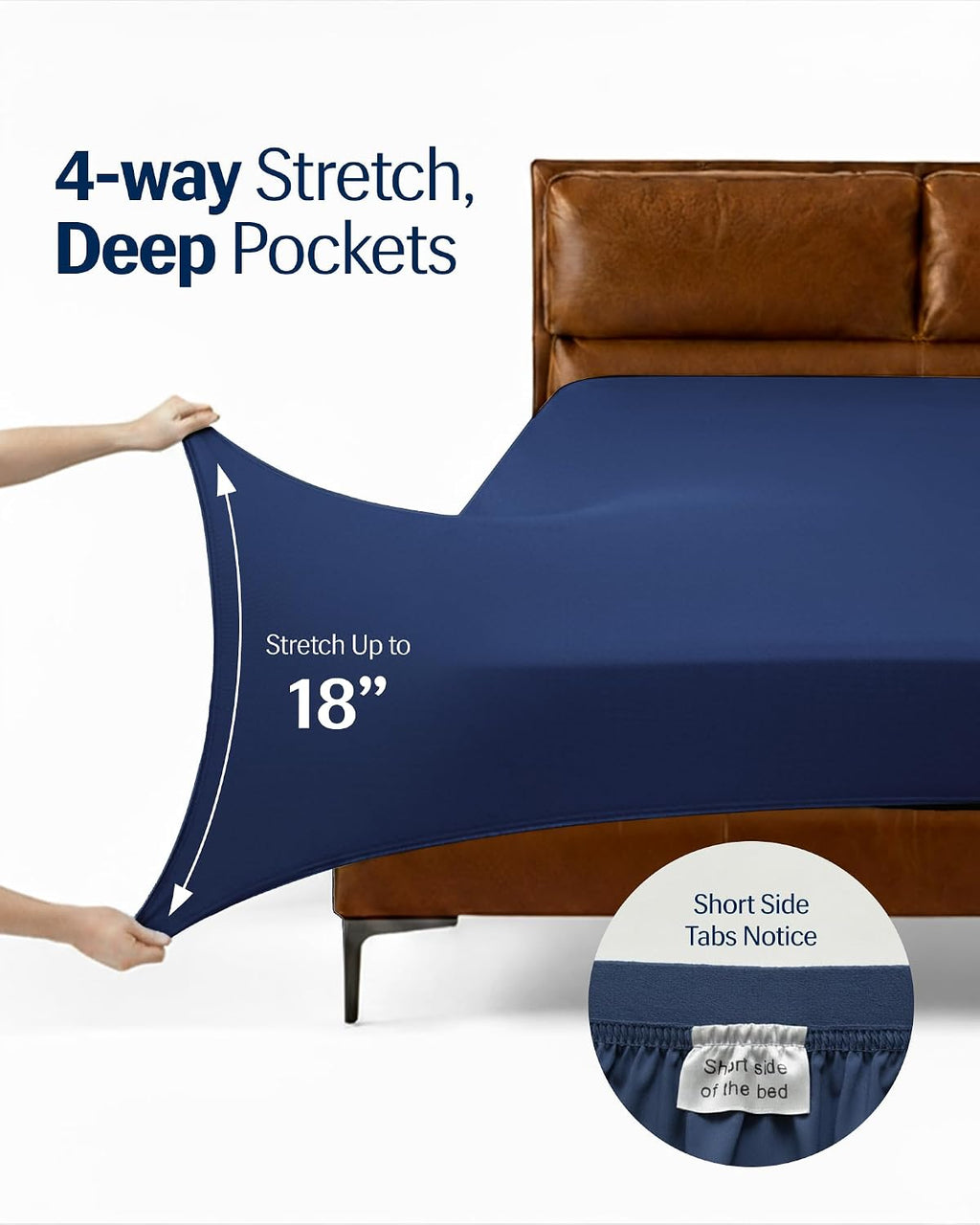 REST® Evercool®+ Cooling Sheet Set, Twin XL, Midnight Blue, Breathable Bed Sheets for Hot Sleepers and Night Sweats, with Pillowcases, with Ionic+ Self-Cleaning Silver Yarn for Sensitive Skin, 4PCS