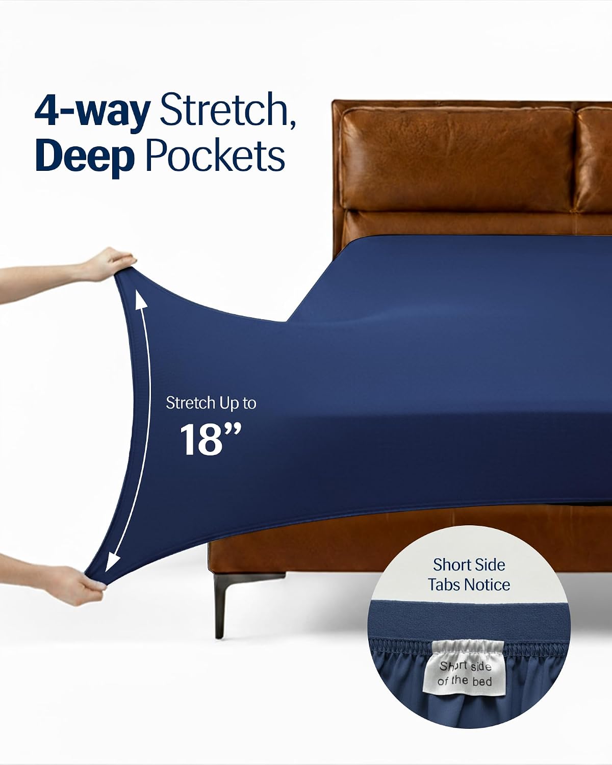 REST® Evercool®+ Cooling Sheet Set, Twin XL, Midnight Blue, Breathable Bed Sheets for Hot Sleepers and Night Sweats, with Pillowcases, with Ionic+ Self-Cleaning Silver Yarn for Sensitive Skin, 4PCS