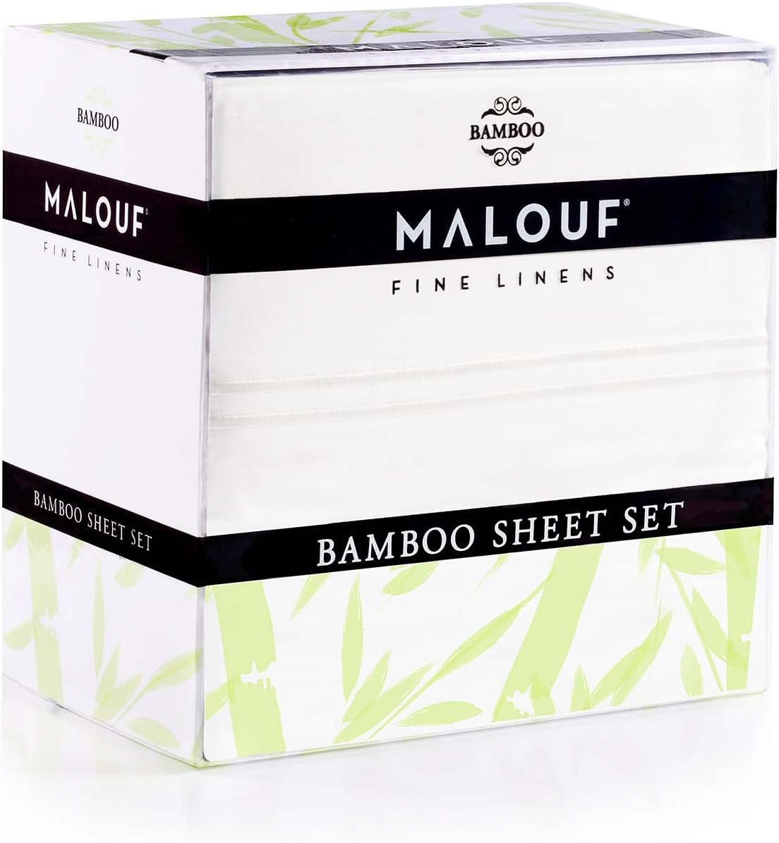 MALOUF 100% Rayon from Bamboo Sheet Set, Twin, White