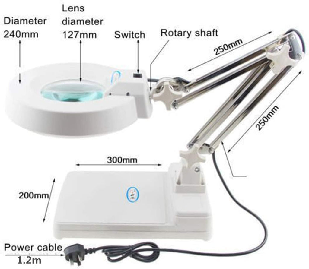 LED Desk Table Lamp Magnifier 10X Magnifying Glass Adjustable Arm Magnifier Lamp Super Bright Light for Reading Electronic Maintenance Inspection Table Craft