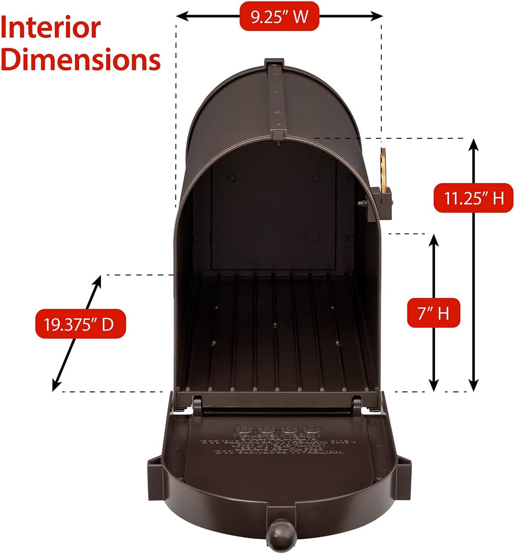 Whitehall Custom Extra Large Mailbox, Capitol Model with Modern Style Address Plaques and Post Package, Sand Cast Aluminum, Bronze Personalized in Goldtone