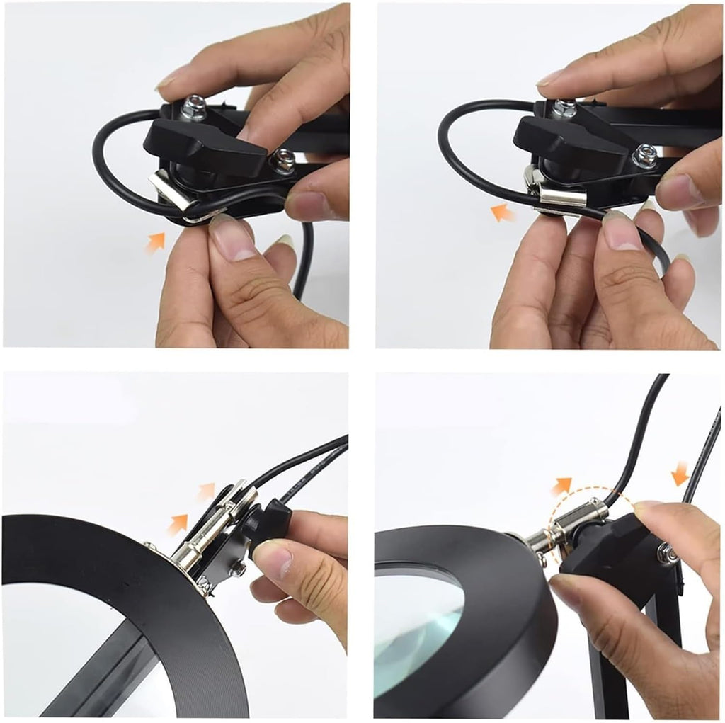 Jewelry Magnifying Glass Jewelry Magnifying Glass, 5X Lamp with Clamp Desk Swivel Arm Adjustable USB-Powered 3 Modes Dimmable for Work