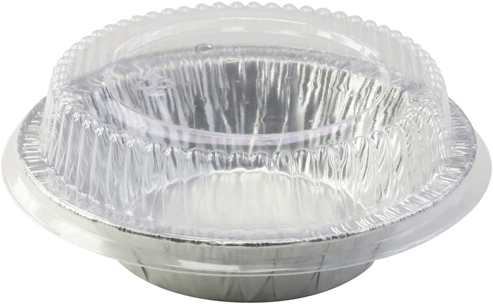 Safca KitchenDance Disposable Aluminum Foil Tart Pan with Lid - 5' Aluminum Foil Individual Pie Pans, Mini Pie Pans, Pot Pie Tins, Baking Pan Perfect for Pies, Cobblers - 501P, (1000)