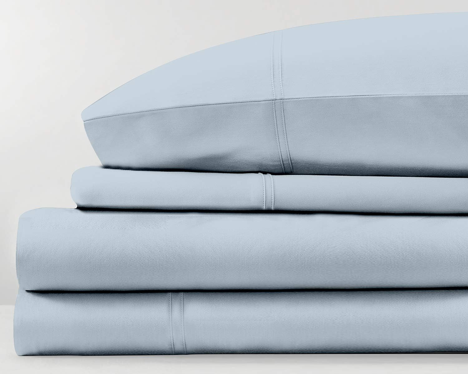 Royal Hotel Bedding Luxury Heavyweight 1000 Thread Count 4pc Bed Sheet Set 100% Cotton Material, Cool - Durable, Soft and Breathable Deep Pocket Sheets in Olympic-Queen Size, Light Blue