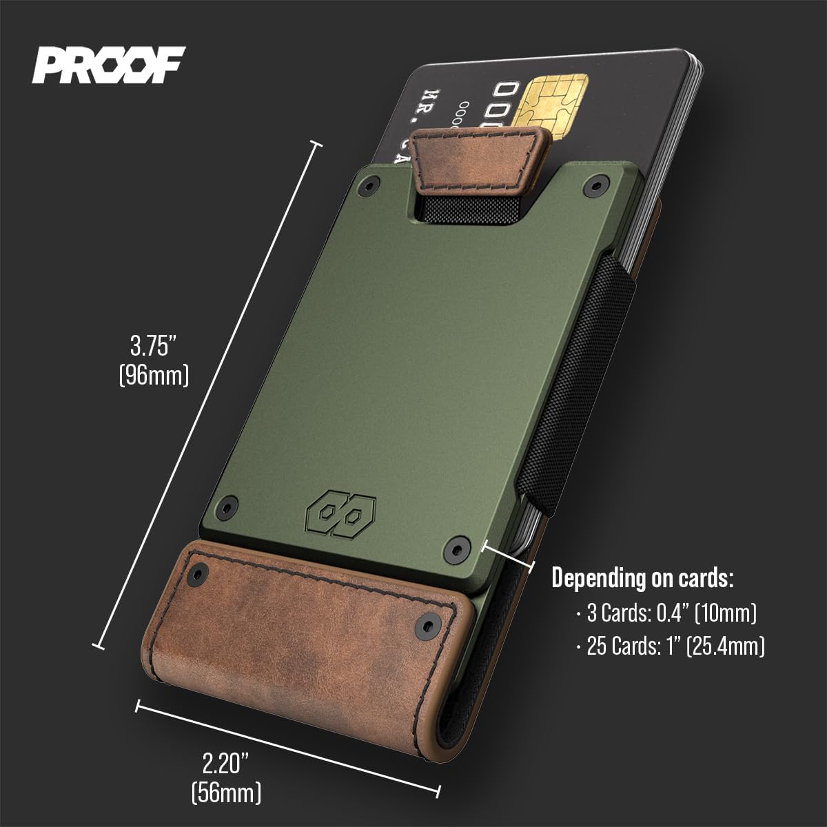 PROOF Wallet | Slim Minimalist Wallets for Men | Leather & Metal | RFID Wallet | Front/Back Pocket | Gift Box | Veteran Owned