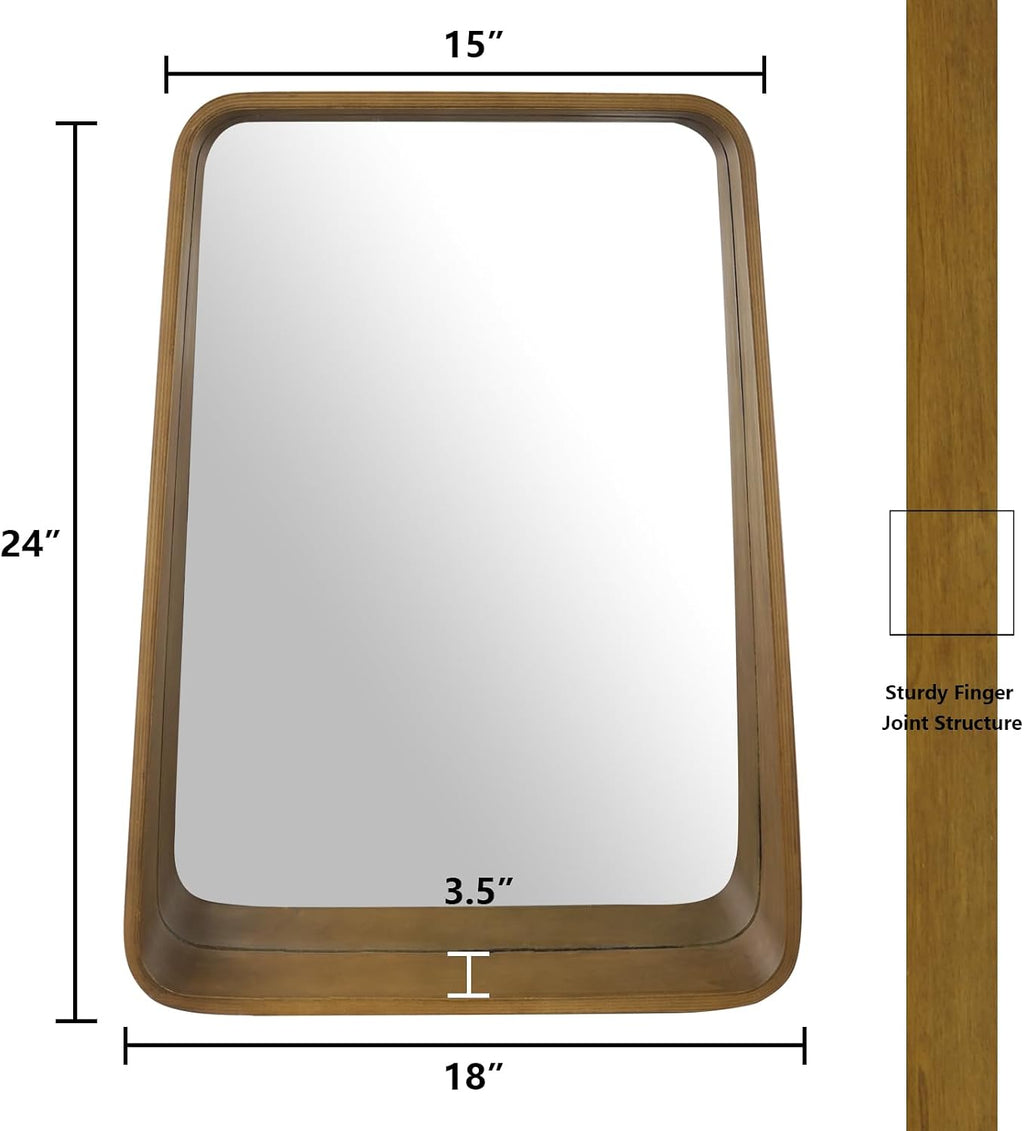 WallBeyond Wall Mirror with Shelf, Wood Frame Mirror for Wall Decorative Hanging Wall Mirror for Bathroom Bedroom Entryway Living Room, 24 × 18 Inch, 2 PCS