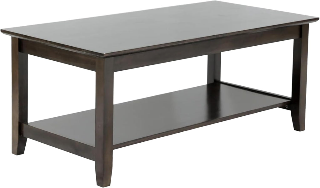 Solid Wood Coffee Table - Dark Walnut Wood Finish, Classic Design