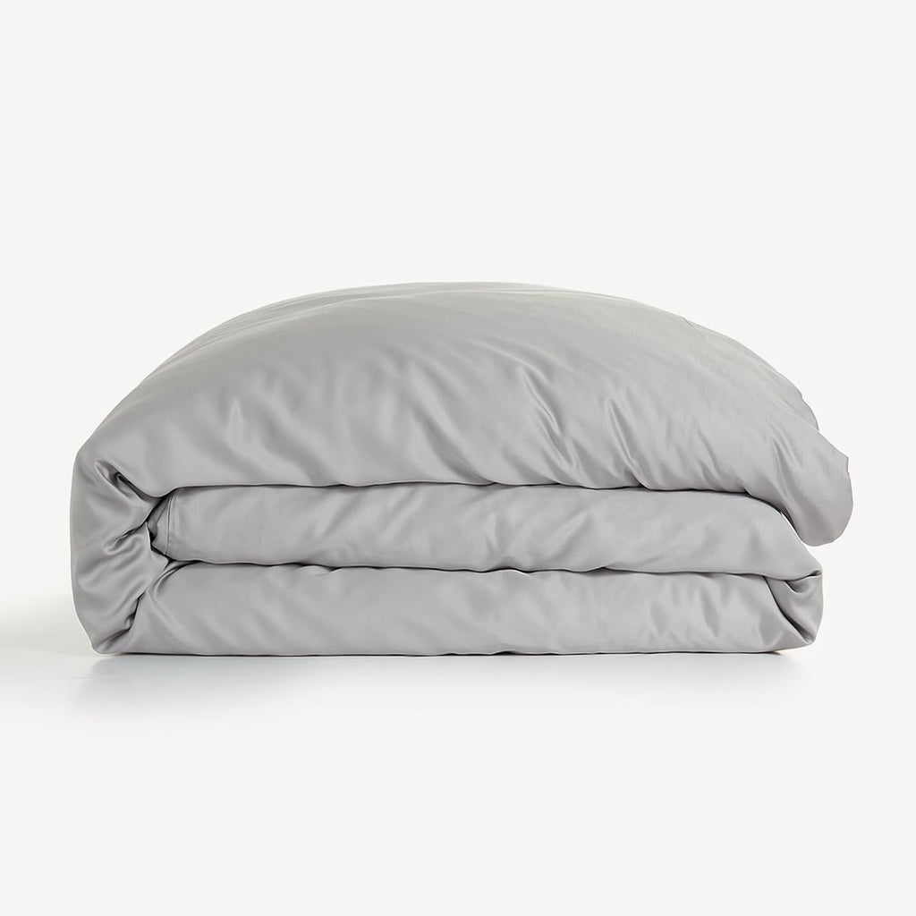 FURRFREE Bamboo Duvet Cover - Genuine 100% Organic Viscose- Breathable & Silky Soft Duvet Cover for All Season, Machine Washable, Pet Hair Repellent Family -Gravity Grey Queen