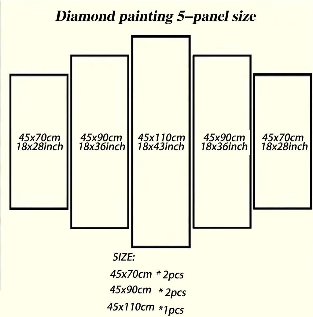 Large Diamond Art Kits for Adults Angel 5 Panel Diamond Painting Women 2 Paint by Numbers Kit for Adults，DIY 5D Full Square Drill Embroidery Cross Stitch Art Supplies, for Room Decor 43x89in 0b-197