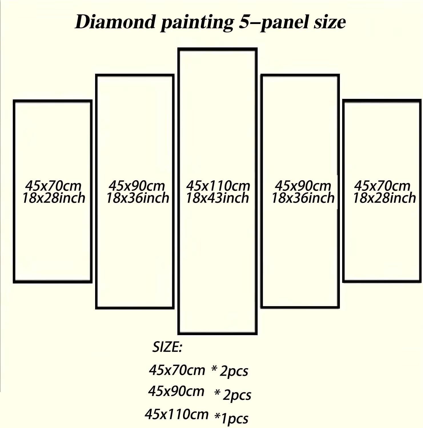 Large Diamond Art Kits for Adults Angel 5 Panel Diamond Painting Women 2 Paint by Numbers Kit for Adults，DIY 5D Full Square Drill Embroidery Cross Stitch Art Supplies, for Room Decor 43x89in 0b-197