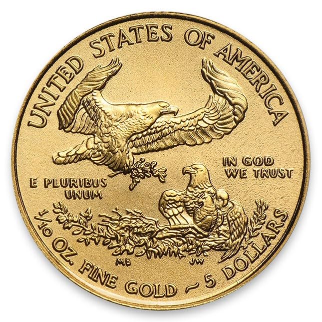 1986 - Present (Random Year) American Gold Eagle 1/10th oz Bullion Coin with Certificate of Authenticity $5 Seller Uncirculated