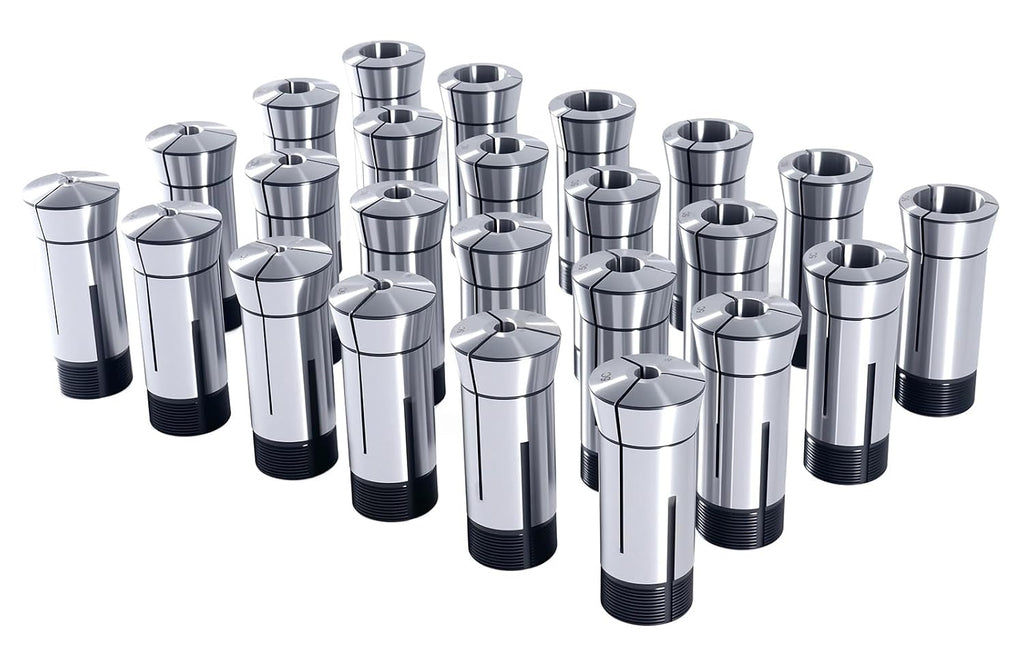Accusize Industrial Tools 24-Pc 3-26 mm 5C Precision Round Collets, Metric, Hardened & Ground, 0200-5552