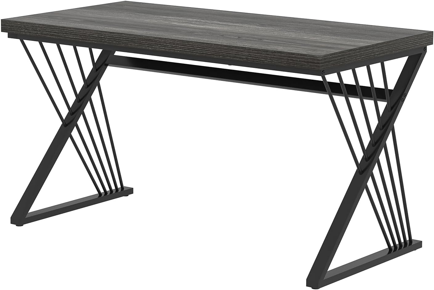 FOLUBAN Modern Home Office Desks, Rustic Wood and Metal Computer Desk, Industrial Writing Study Gaming Table for Living Room Bedroom, Dark Gray, 47 Inch
