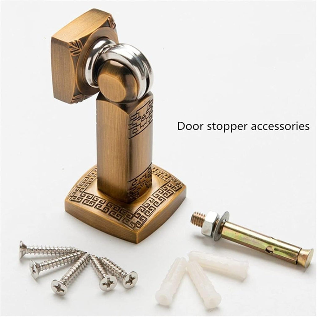 Door Stops,Wedge Stopper stoppers for skirtings Doorstop Rubber Floor Jammer, Magnet Door Stopper, Retro Thickened Door Stop, Wall-Mounted Floor-Mounted Door Bumper,Green Bronze