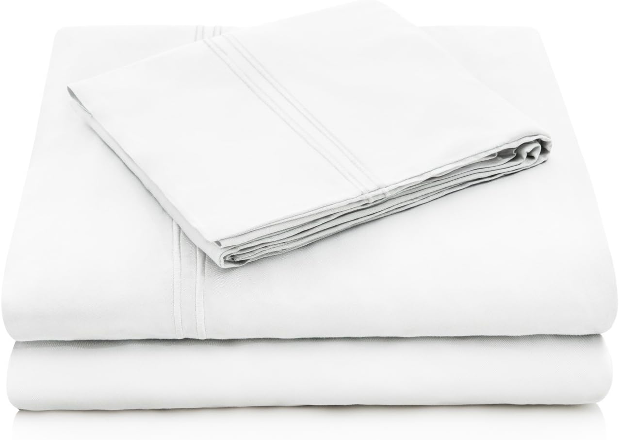 MALOUF 100% Rayon from Bamboo Sheet Set, Twin, White