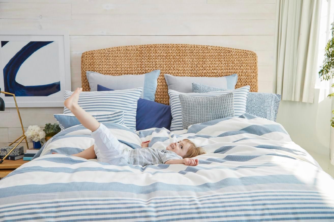 Nautica - Twin Duvet Cover Set, Cotton Reversible Bedding with Matching Sham, Mediterranean Inspired Bedding Set for All Seasons (Fairwater Blue, Twin) (Pack of 2)