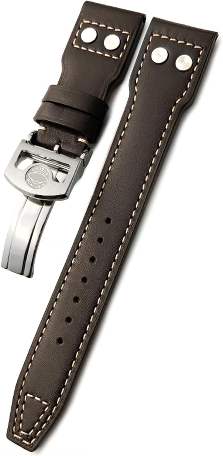 20mm 21mm 22mm Rivet Calfskin Leather Watch Band Fit for IWC Big Pilot IW5009 Spitfire IW3777 Le Petit Prince Mark Strap (Color : Blue, Size 22mm)