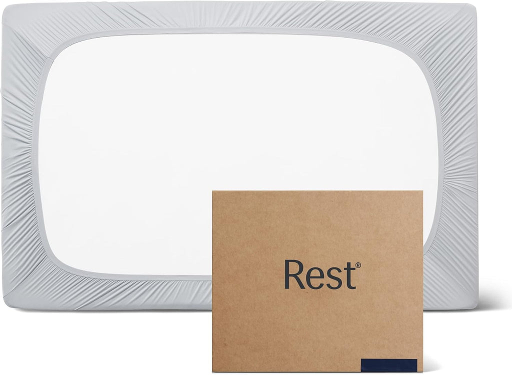 REST® Evercool®+ Fitted Sheet, Twin Size, Light Gray, 13' Deep (up to 15''), Breathable Bedding for Hot Sleeper and Night Sweats, Bed Sheet with Ionic+ Self-Cleaning Silver Yarn for Sensitive Skin