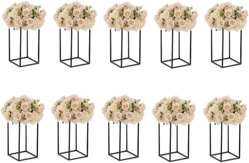 Black Plant Stand Pedestal Stand - 10 Pcs Metal Plant Stand, 15.75in Tall Flower Stand Vase Flower Holder, Wedding Centerpieces for Tables, Corner Planter Pot Rack for Living Rooms, Home, Patio Decor