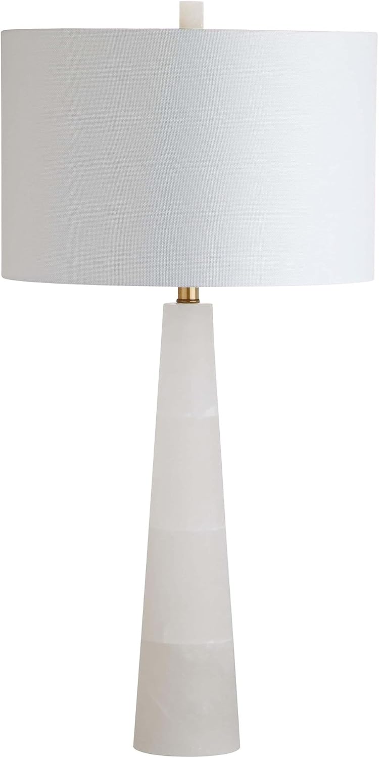SAFAVIEH Lighting Collection Delilah Alabaster White 30-inch Bedroom Living Room Home Office Desk Nightstand Table Lamp (LED Bulb Included)