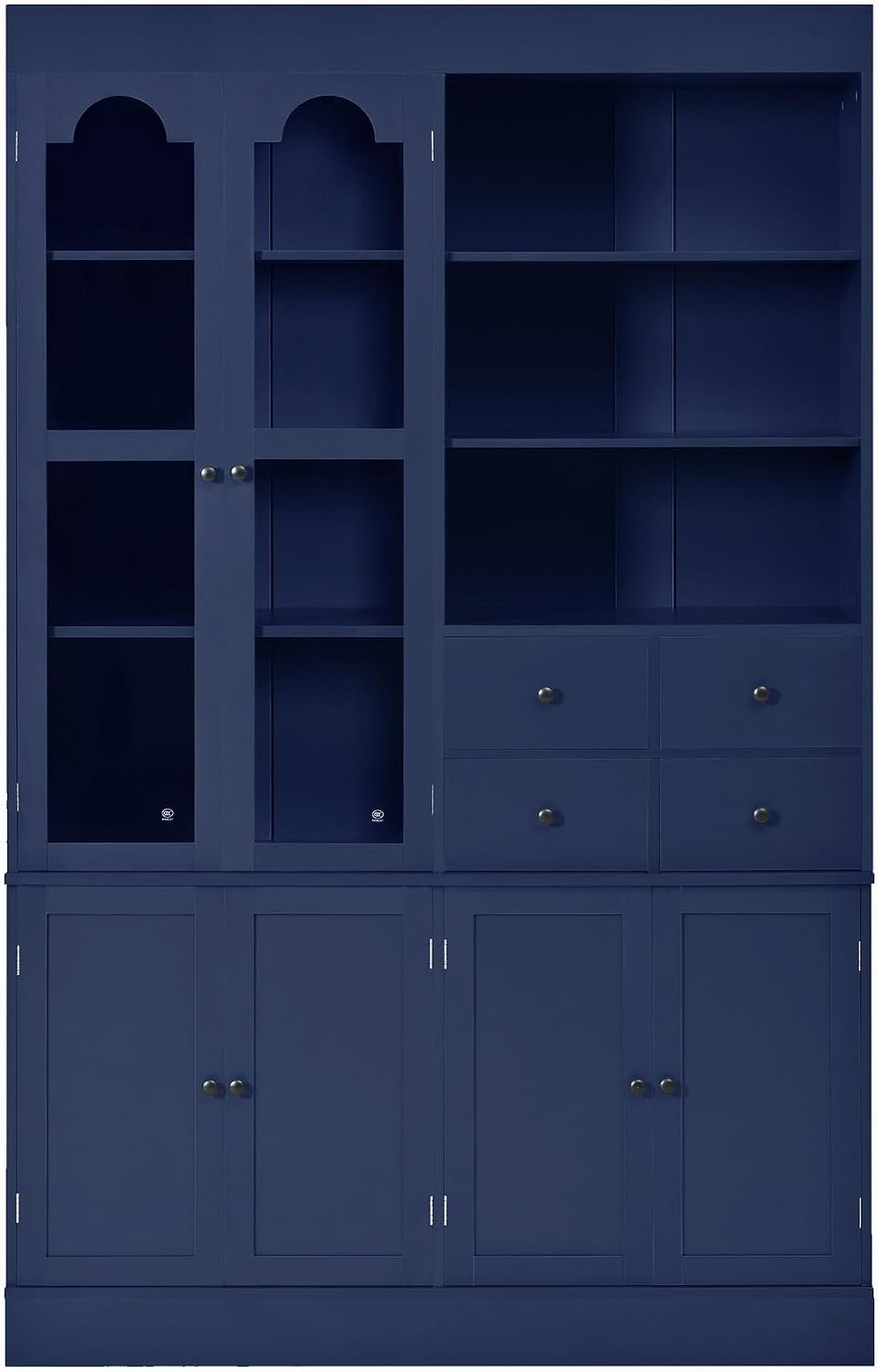 Modern 75inch Tall Kitchen Pantry Storage Cabinet with 4 Drawers, Freestanding Buffet Cabinet with Door Shelves and Pull-Out Trays for Dining Room, Living Room (Blue/32r)