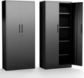 Metal Storage Cabinet with Adjustable Shelves, 72' Steel Garage Storage Cabinets with Lock and 2 Door, Locking Tool Cabinet Utility Cabinets for Garage, Kitchen, Home Office, School, Shop