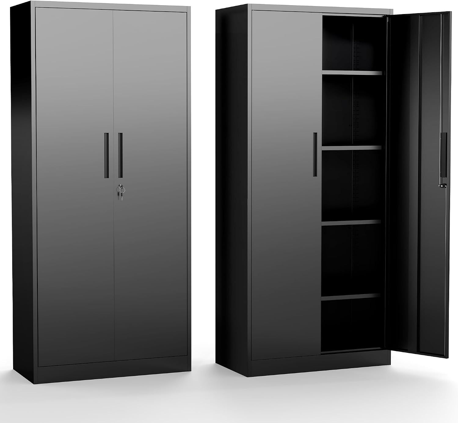 Metal Storage Cabinet with Adjustable Shelves, 72' Steel Garage Storage Cabinets with Lock and 2 Door, Locking Tool Cabinet Utility Cabinets for Garage, Kitchen, Home Office, School, Shop