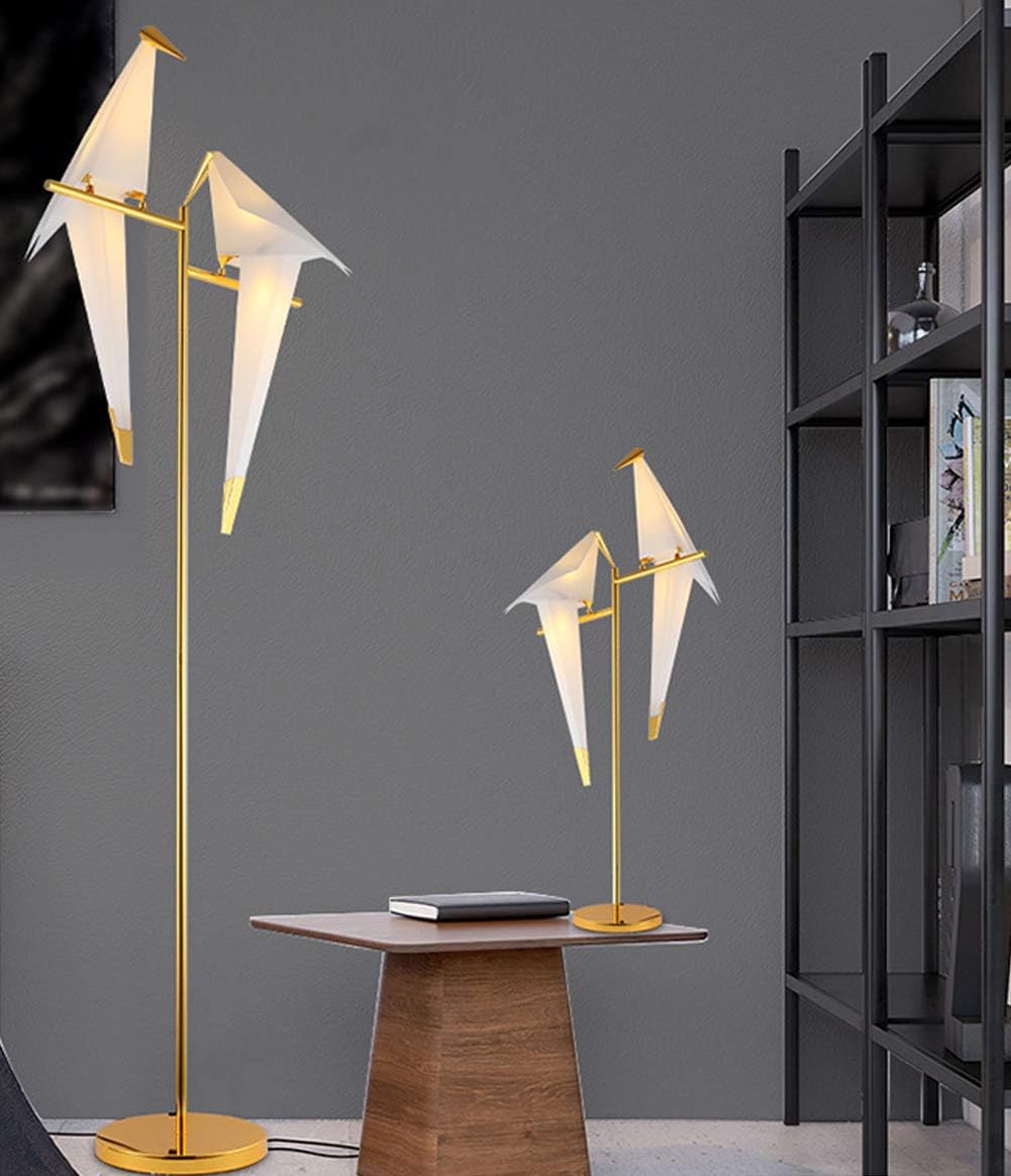 68In Modern LED Floor Lamp, Bird Floor Light Gold Metal Fixtures for Living Room Bedroom Dinning Room Office (2 Birds)