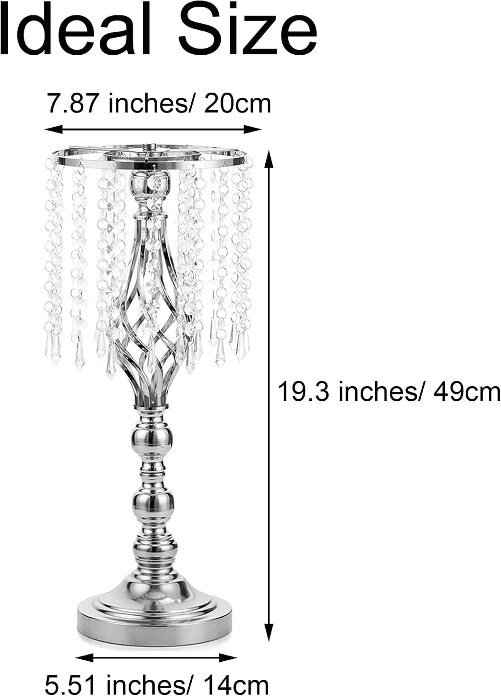 Sliver Vases Centerpieces for Weeding: 19.3' Tall Flower Stand with Crystal Patent for Table Center Piece Party Event Set of 10