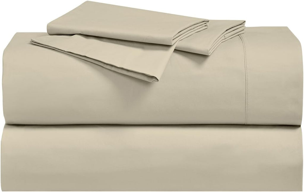 Solid 300-Thread-Count, 100-Percent Cotton Percale, Breathable Crispy Split-California-King Sheets Set for Adjustable Beds, Linen