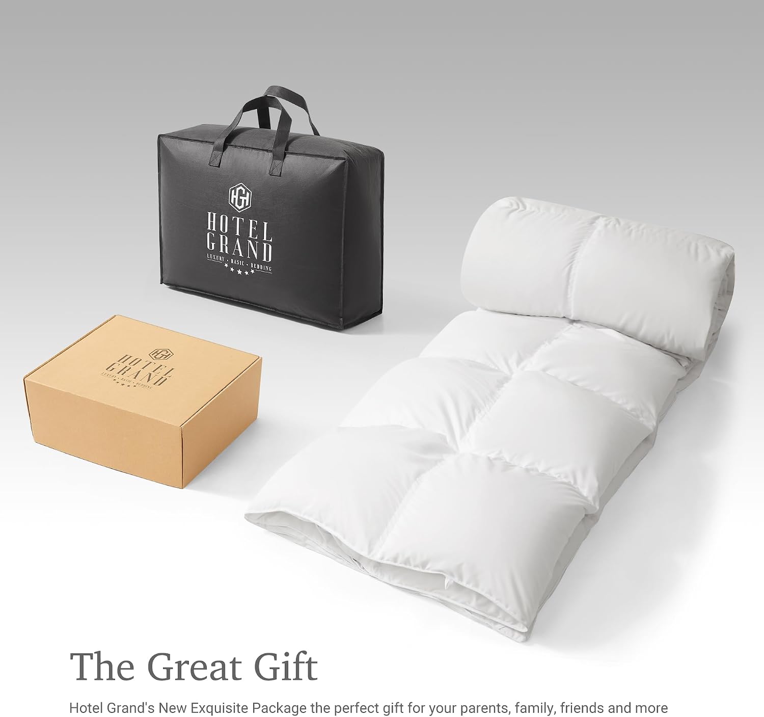 Hotel Grand White Goose Down Fiber Comforter King Size - All Season Hotel Collection Duvet Insert King Medium Warmth Comforter with 1cm Breathable Panel, 106' x 90'