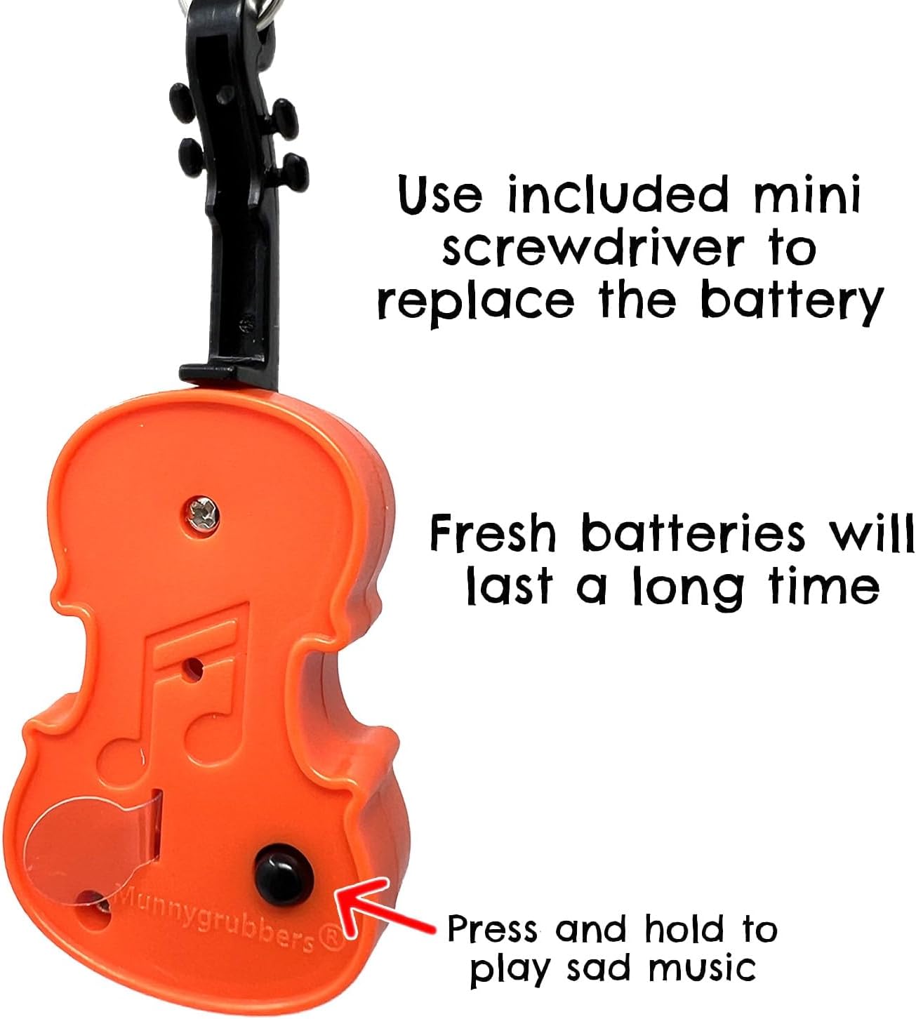 MunnyGrubbers - Original World's Smallest Violin Toy Keychain With Playable Sad Music - Tiny Mini Violin Keychain with Sound