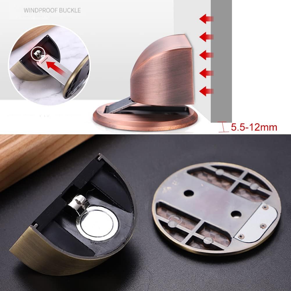 Door Wedge Stoppe,Door Stops,Door Stoppers,Magnetic Door Stop Catch Compact Zinc Alloy Floor Door Stopper, Invisible Metal Door Stop for Household Use-Gold||2PCS (Color : Gold) (Bronze)