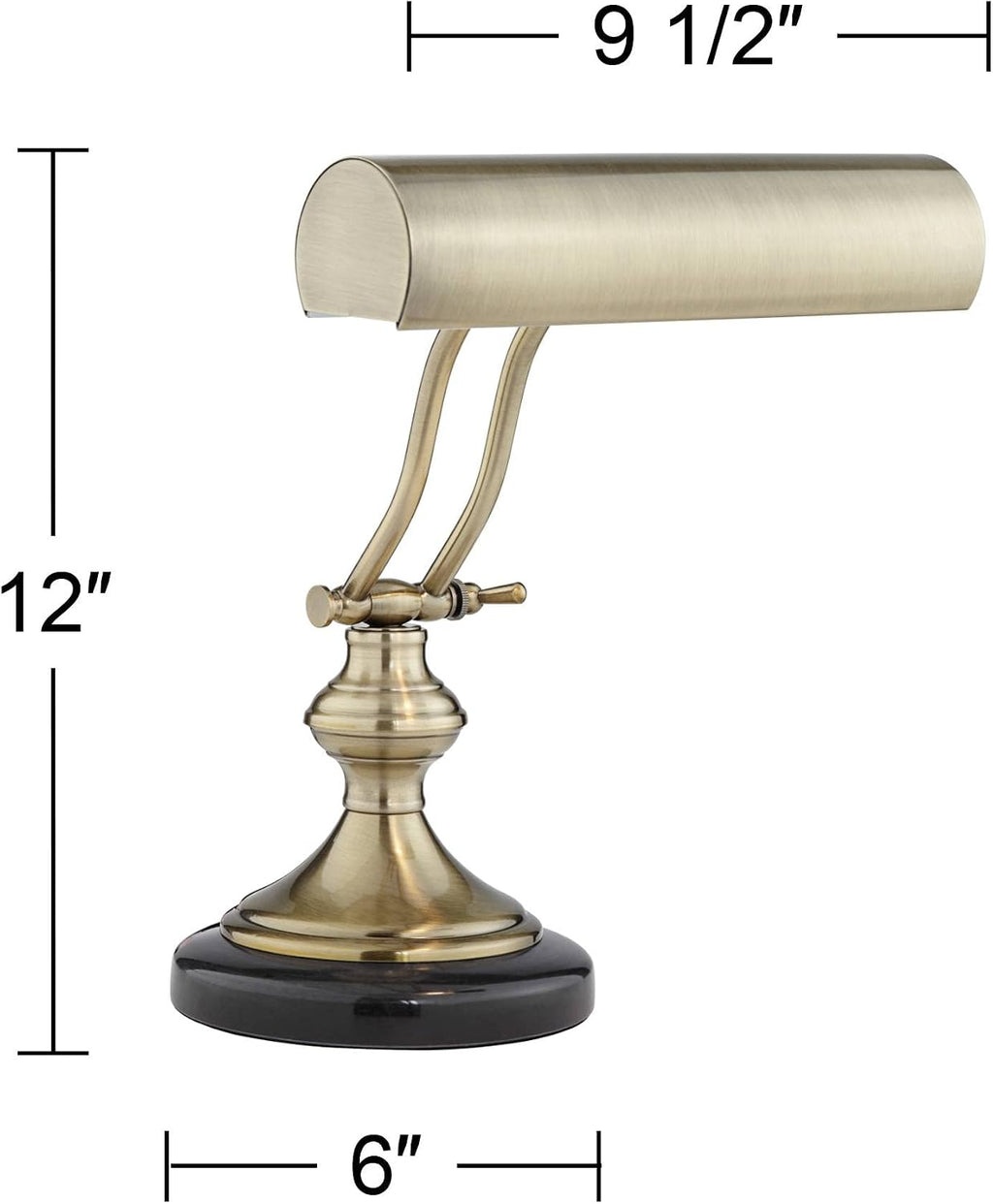 Regency Hill Traditional Piano Banker Desk Lamp 12' High Antique Brass Gold Metal Shade Adjustable Arm Decor for Living Room Bedroom House Bedside Nightstand Home Office Reading Family