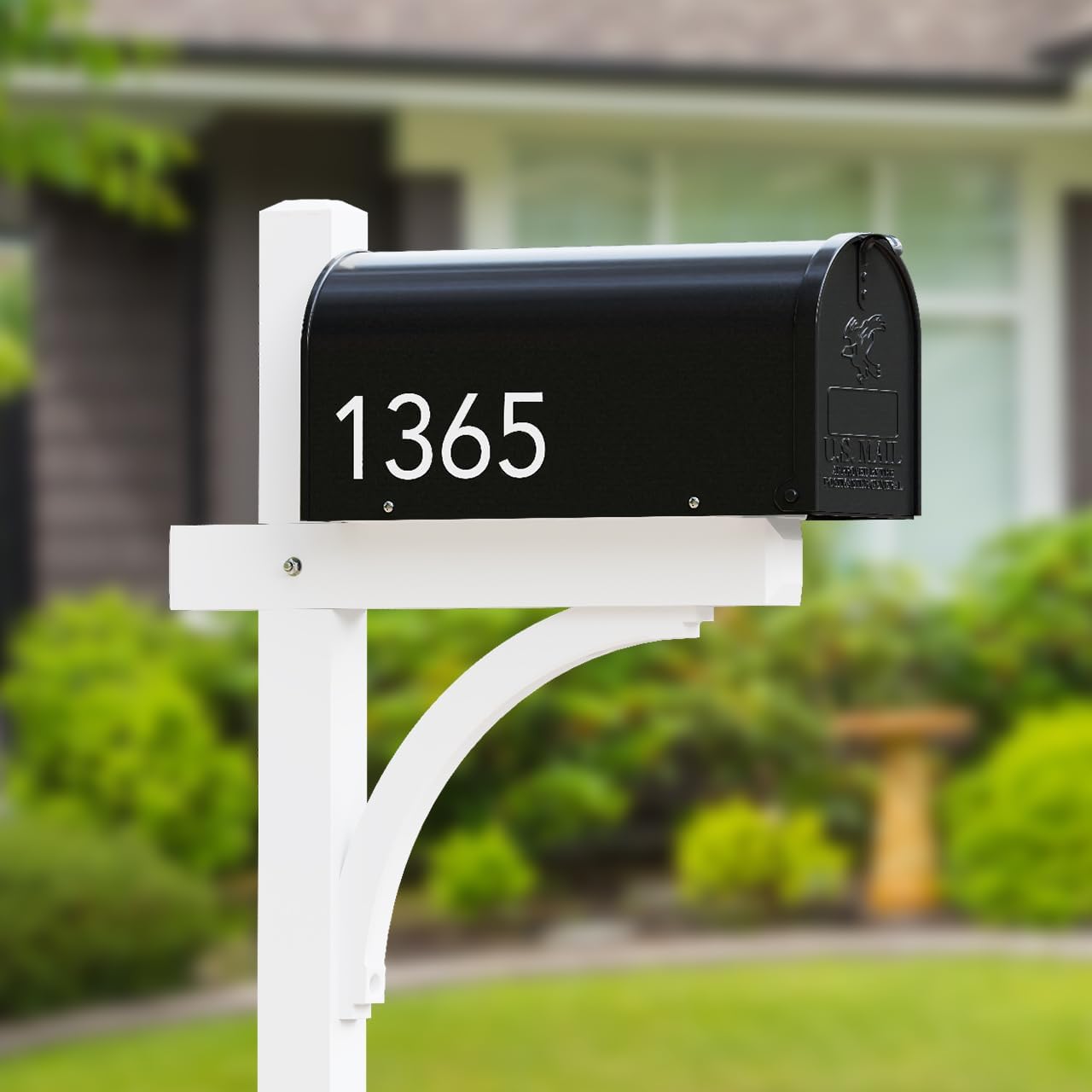 The Glenbrook Aluminum Mailbox Post - Complete System with Steel Mailbox and Aluminum Post Included (Black with White Post)