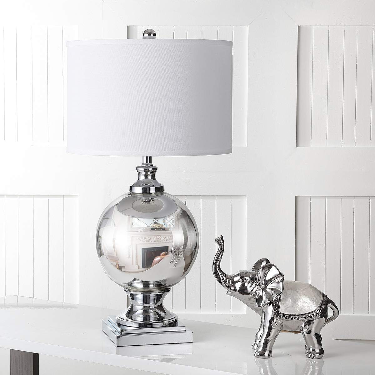 SAFAVIEH Lighting Collection Icott Modern Mercury Glass 28-inch Bedroom Living Room Home Office Desk Nightstand Table Lamp (LED Bulb Included)
