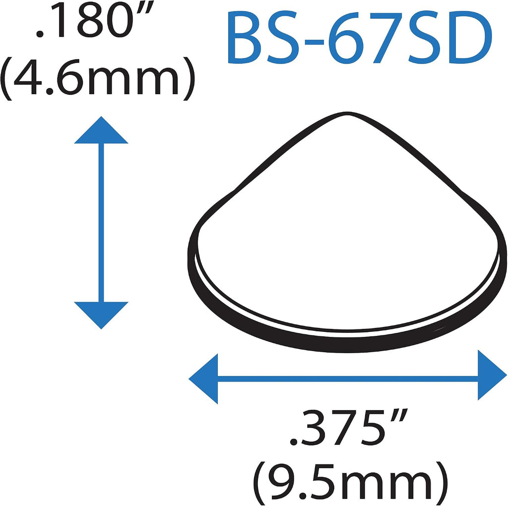 Bumper Specialties Self Adhesive Bumper Feet 0.375' x 0.180' (9.5mm x 4.6mm) Clear Pyramid Soft Polyurethane Pads for Cabinet Door Sound Dampening, 7,200 Pieces per Box, BS67SD