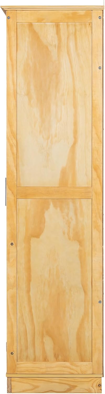 Modern 75inch Kitchen Pantry, Freestanding Kitchen Storage Cabinet Display Cabinet with Glass Doors and 4 Built-in Drawers for Living Room, Home Office (Natural-30r)