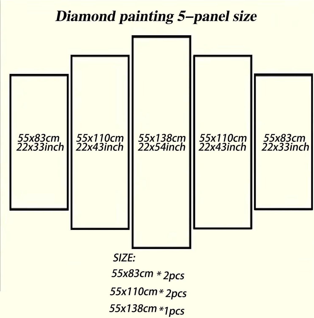 Large Diamond Art Kits for Adults Angel 5 Panel Diamond Painting Women 2 Paint by Numbers Kit for Adults，DIY 5D Full Square Drill Embroidery Cross Stitch Art Supplies, for Room Decor 54x108in 0b-197