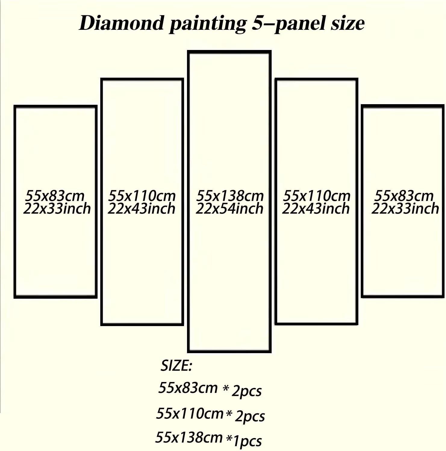 Large Diamond Art Kits for Adults Angel 5 Panel Diamond Painting Women 2 Paint by Numbers Kit for Adults，DIY 5D Full Square Drill Embroidery Cross Stitch Art Supplies, for Room Decor 54x108in 0b-197