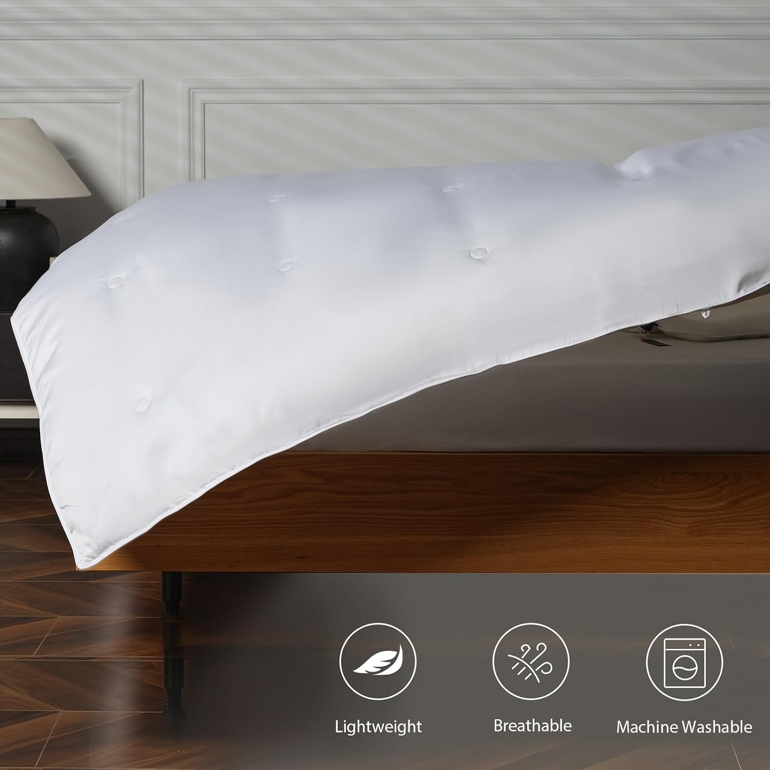 EP Mode Mulberry Silk Filled Quilt with 100% Viscose from Bamboo Fabric, Natural Lightweighted Cooling Comforter (White, Twin 68' X 88')