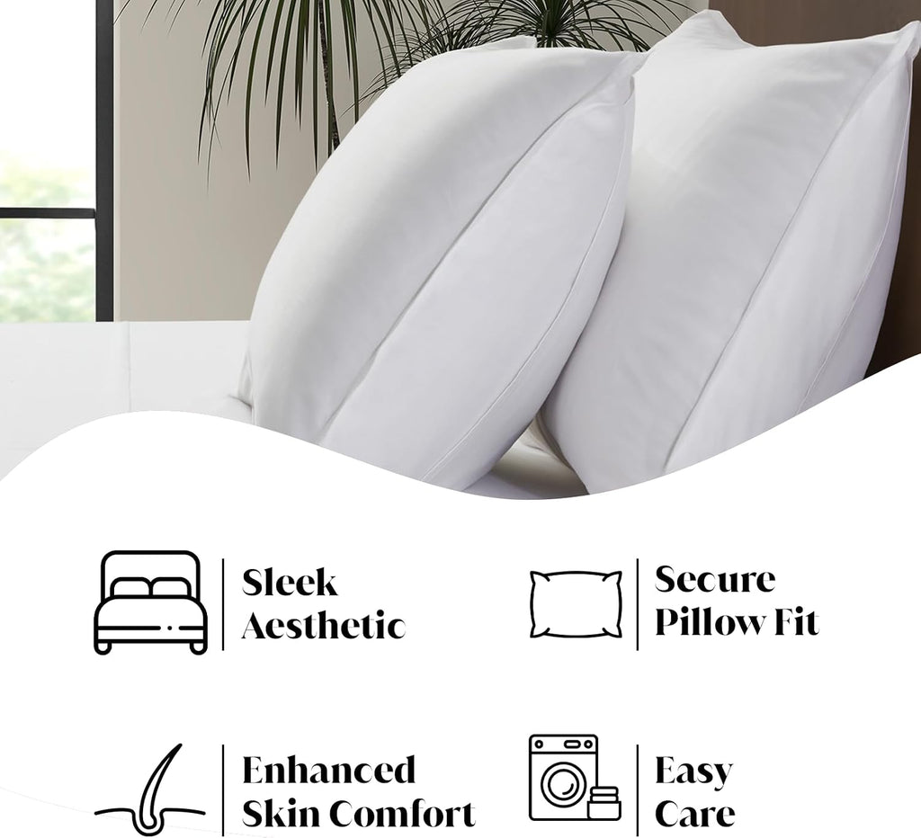Luxury Bamboo Market | Queen Size Bed Sheet Set | 100% Viscose Made from Bamboo | Organically Grown | Ultra Soft | Cooling Sheets for Hot Sleepers | 17' Deep Pocket [Classic White]