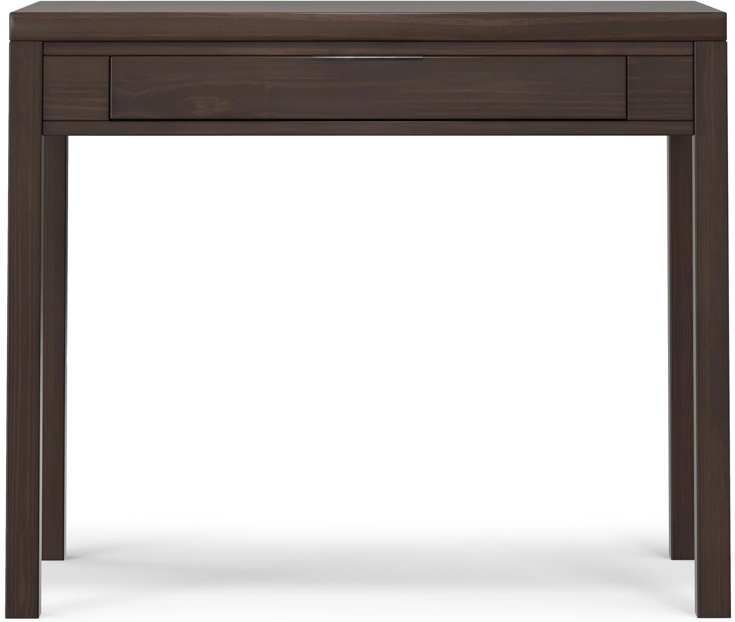 SIMPLIHOME Hollander Small Desk - 38 Inch Wide Solid Wood Writing Desk in Warm Walnut Brown, Contemporary Home Office Computer Table for Study or Compact Space with Flip-Down Keyboard Tray