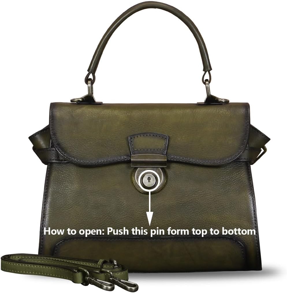 Genuine Leather Purses and Handbags for Women Vintage Real Leather Shoulder Bag Crossbody Purses Satchel Bag with Strap