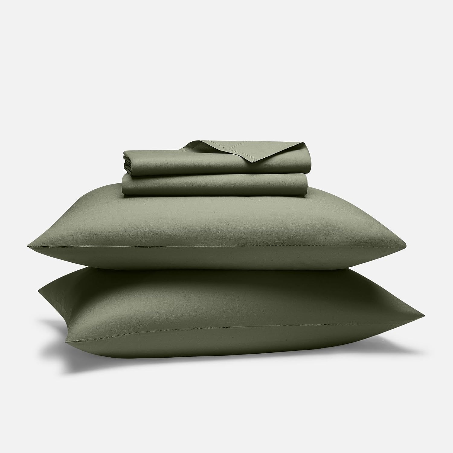 Brooklinen Luxury Percale Sheet Set - 4 Piece 100% Cotton Bed Sheets - 1 Fitted & 1 Flat Sheet, 2 Pillowcases - Cotton Percale Sheets for Hot Sleepers (Twin Size, Fresh Moss Green)