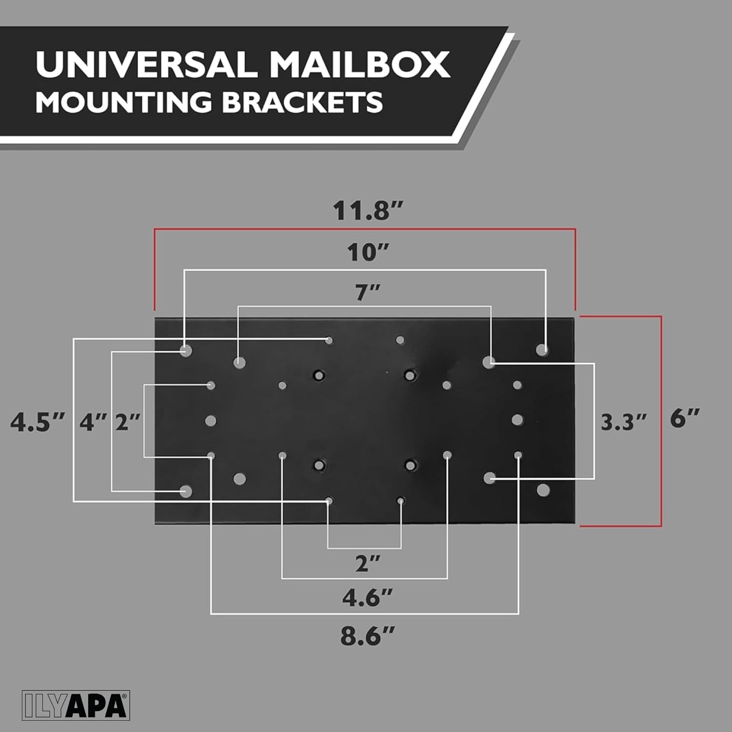 Ilyapa Black Metal Mailbox Post for Outside, 43x4x4 inch Metal Post Sleeve with Two Universal Mailbox Mounting Bracket for Curbside Residential Mail Box, Arm Style