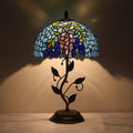Tiffany Table Lamp, Stained Glass Wisteria Style, 12x12x19 Inch, Metal Leaf Base Decor Lamp for Bedroom, Living Room, Home, Office