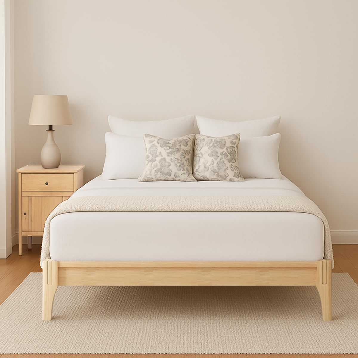 Merax Full Size Bamboo Platform Bed, Mid-Century Modern Bed Frame with Wood Slat Support, No Box Spring Needed, Easy Tool-Free Assembly, Natural